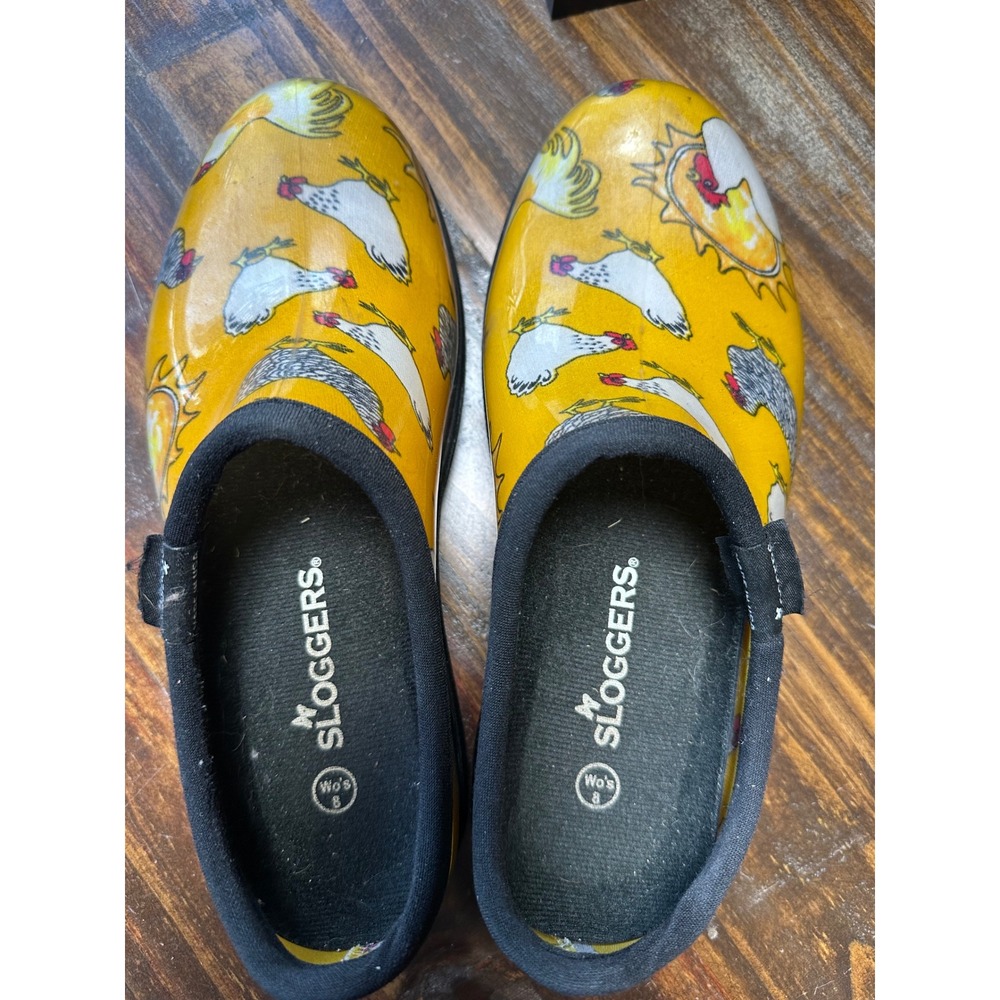 Sloggers Womens 8 Yellow Chicken Sun Print Waterproof Garden Shoes Clogs USA - Picture 5 of 9